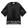 Burberry Lace Detailed Short Sleeve T-shirt In Black