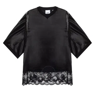 Burberry Lace Detailed Short Sleeve T-shirt In Black