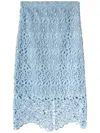 Burberry Embroidered Scallop Skirt In Blau