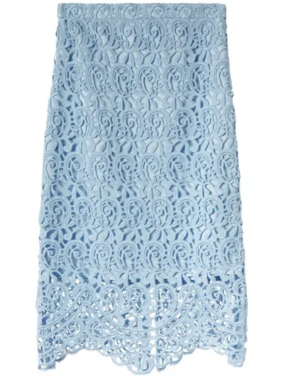 Burberry Embroidered Scallop Skirt In Blue