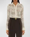 Burberry Lace Fitted Button-front Shirt In Ivory