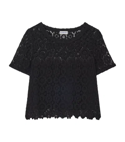 Burberry Lace Floral Blouse In Black