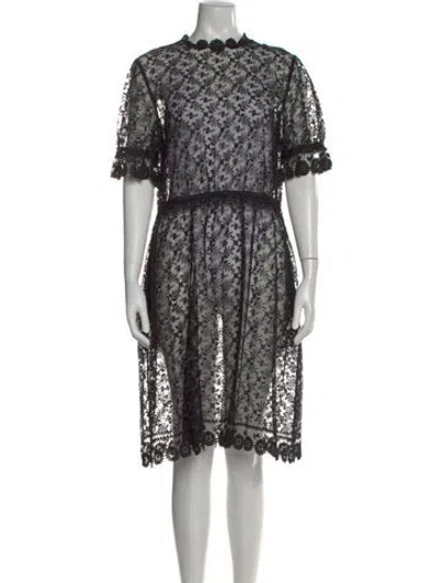 Pre-owned Burberry Lace Knee-length Dress In Black