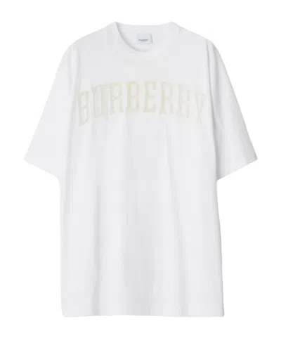 Burberry Lace Logo-detail Cotton T-shirt In White