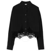 Burberry Cropped Shirt With Macrame Lace Insert In Black
