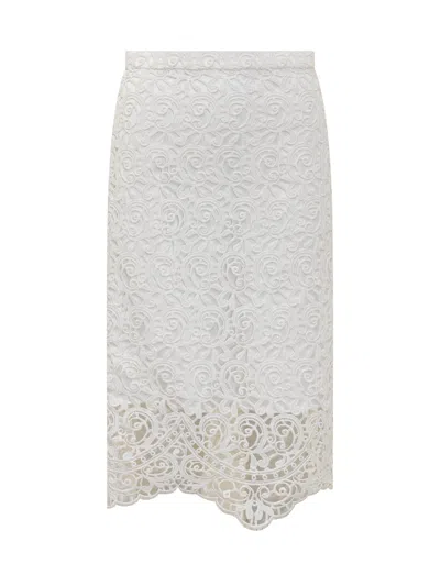 Burberry Lace Mini Skirt In Optic White