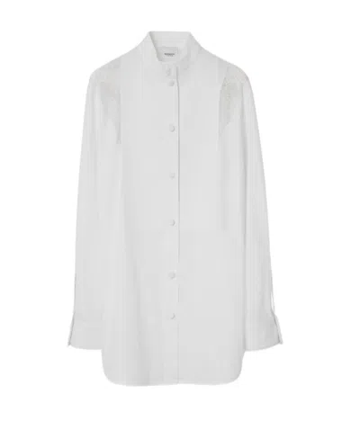 Burberry Lace-panel Detail Poplin Shirt In White