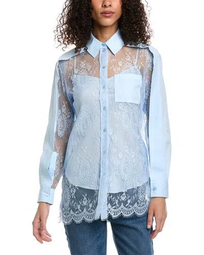 Burberry Lace Panel Shirt In Blue