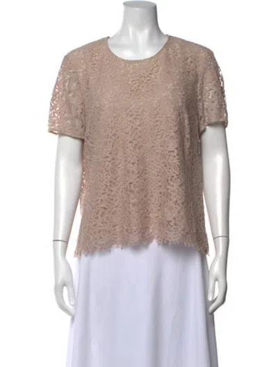 Pre-owned Burberry Lace Pattern Crew Neck Blouse In Neutrals