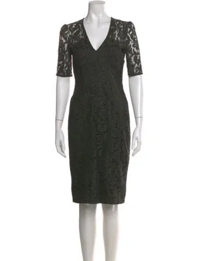 Pre-owned Burberry Lace Pattern Knee-length Dress In Green