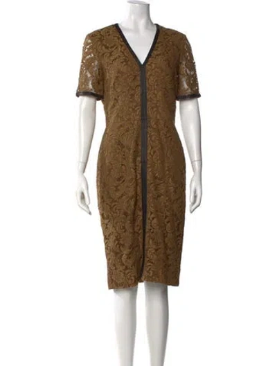 Pre-owned Burberry Lace Pattern Midi Length Dress In Brown