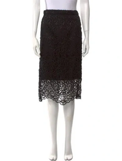 Pre-owned Burberry Lace Pattern Midi Length Skirt In Black