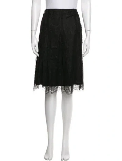 Pre-owned Burberry Lace Pattern Midi Length Skirt In Black