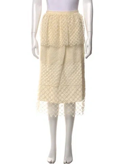 Pre-owned Burberry Lace Pattern Midi Length Skirt In Neutral