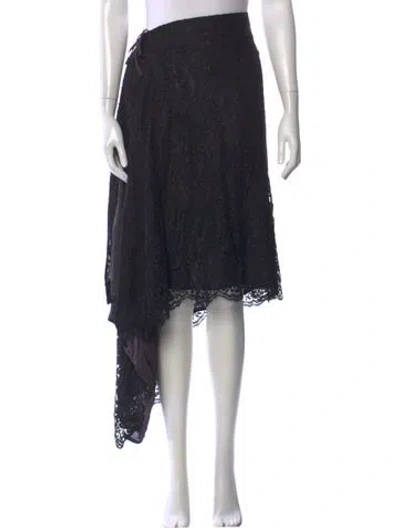 Pre-owned Burberry Lace Pattern Midi Length Skirt W/ Tags In Black