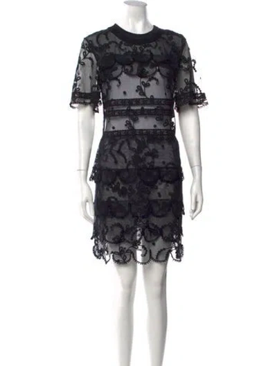 Pre-owned Burberry Lace Pattern Mini Dress In Black