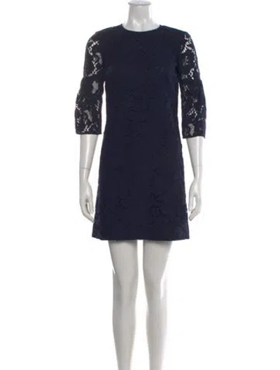 Pre-owned Burberry Lace Pattern Mini Dress In Blue