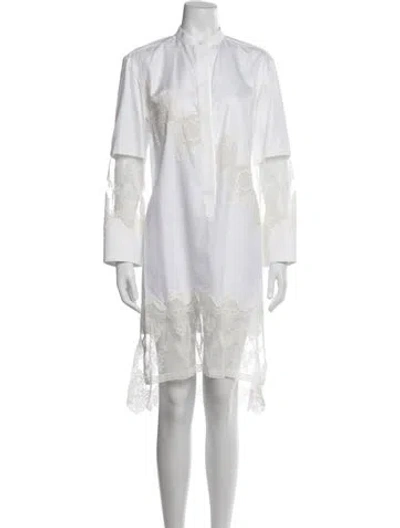Pre-owned Burberry Lace Pattern Mini Dress In White