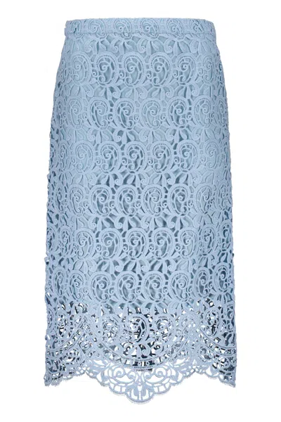 Burberry Lace Skirt In Light Blue