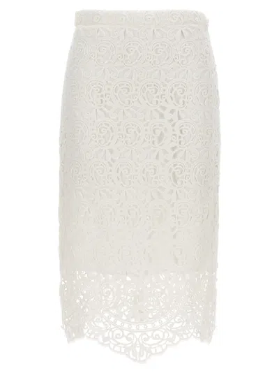 Burberry White Lace Midi Skirt