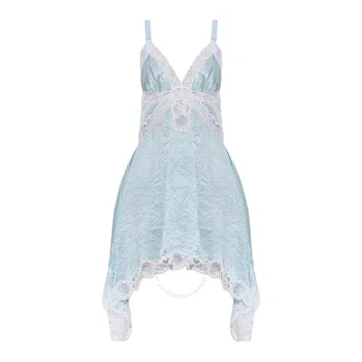 Burberry Lace Slip Dress In Blue