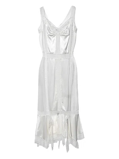 Pre-owned Burberry Lace-trim Dress In White