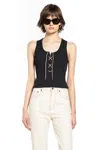 Burberry Ribbed Adjustable Drawstring Tank Top With Equestrian Knight Design In Black