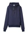 Burberry Lace-up Horseferry-print Hoodie In Blue