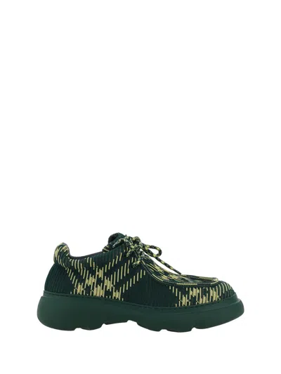 Burberry Black Multi Embroidered Fabric Creeper Lace-up Shoes In Green