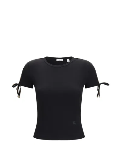 Burberry Taisie Stretch Cotton T Shirt Crew Neck In Black