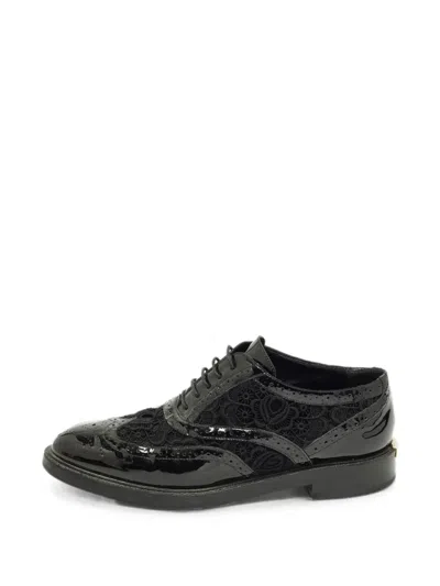 Pre-owned Burberry Lace-panel Brogues In Black