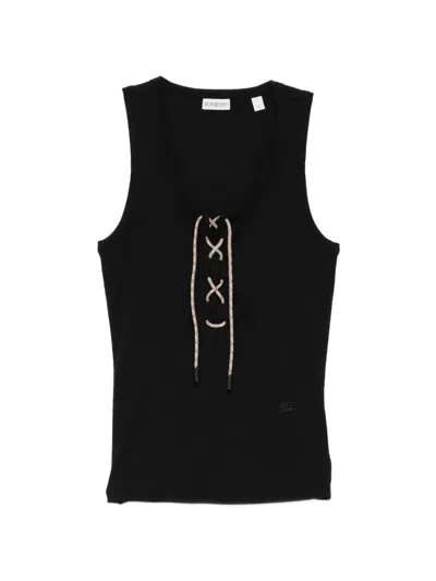Burberry Lace-up Tank Top In Black
