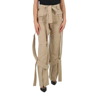 Burberry Ladies Amelia Honey Cargo Pants With Exaggerated Straps