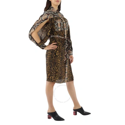 Burberry Ladies Animal Print Shirt-style Dress In Dark Mustard