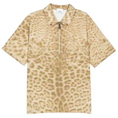 Burberry Ladies Animal Print Short-sleeve Cotton Oversized Shirt In Beige