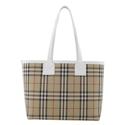 Pre-owned Burberry Ladies Archive Beige Check Cotton Canvas Small London Tote In Multicolor