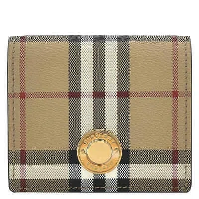 Pre-owned Burberry Ladies Archive Beige Check Folding Wallet 8070417