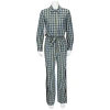 BURBERRY BURBERRY LADIES AZURE BLUE LAMPTON CHECK TIE WAIST JUMPSUIT