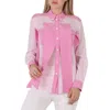 BURBERRY BURBERRY LADIES BECKIERL PALE CANDY PINK PANELLED SILK CREPE-DE-CHINE SHIRT