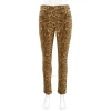 BURBERRY BURBERRY LADIES BEIGE STRAIGHT FIT LEOPARD PRINT JAPANESE DENIM JEANS