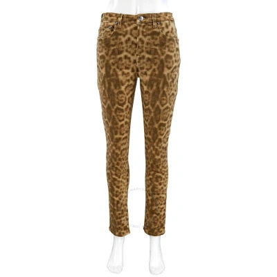 Burberry Ladies Beige Straight Fit Leopard Print Japanese Denim Jeans