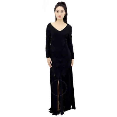 Burberry Ladies Black Anatori Long-sleeve Panelled Knit Gown