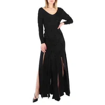 Pre-owned Burberry Ladies Black Anatori Long-sleeve Panelled Knit Gown