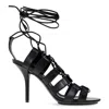 BURBERRY BURBERRY LADIES BLACK BEVERLY CUT-OUT LEATHER LACED STILETTO-HEEL SANDALS