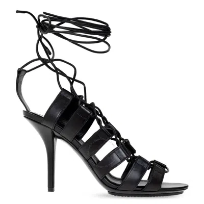 Burberry Ladies Black Beverly Cut-out Leather Laced Stiletto-heel Sandals