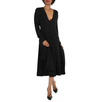 Pre-owned Burberry Ladies Black Emelia Pleated Silk Cady Midi Dress