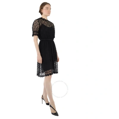 Burberry Ladies Black Floral Embroidered Tulle Lace Dress