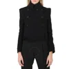 BURBERRY BURBERRY LADIES BLACK FRINGED CASHMERE WOOL BLEND CROPPED TRENCH JACKET