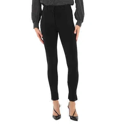 Pre-owned Burberry Ladies Black Fringed Hem Trousers