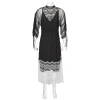 BURBERRY BURBERRY LADIES BLACK GEOMETRIC LACE DRESS WITH GATHERED-SLEEVES